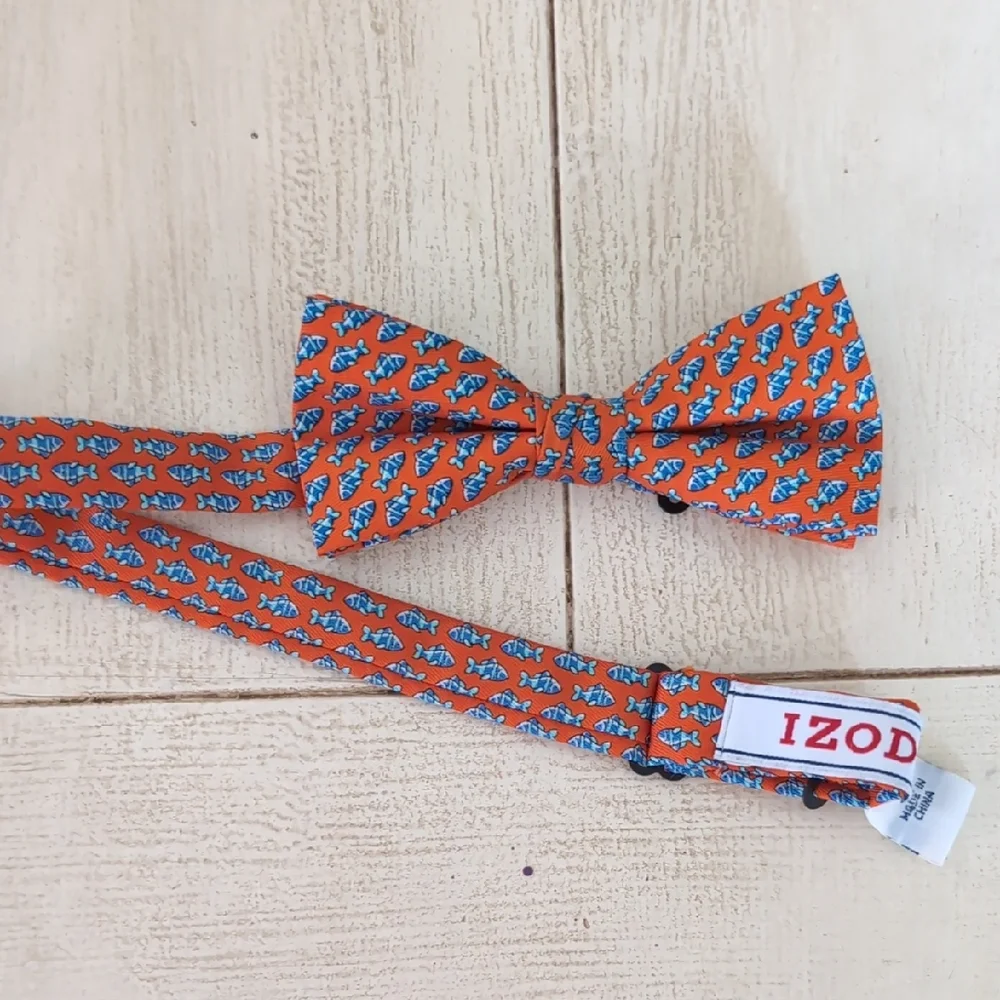 Izod Kids Orange Dinosaur Pattern Bow Tie